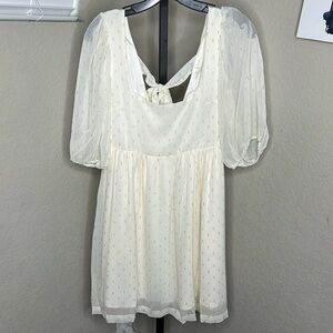 564 - ModCloth NWT Sheer Off White Mini Dress Size Medium.